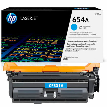 HP 654A, Оригинальный картридж HP LaserJet, Голубой (CF331A) CYAN